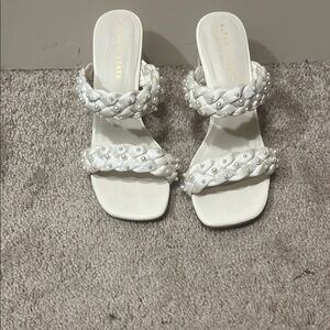 Altar'd State White Ruffled Strap Sandals